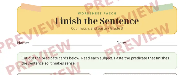 Partial preview of Subject Predicate Cut and Paste