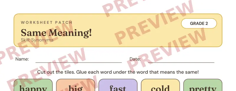 Partial preview of Synonyms Cut and Paste