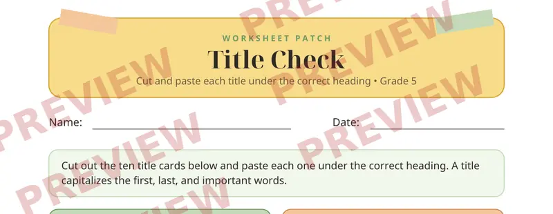 Partial preview of Titles Capitalization Cut and Paste