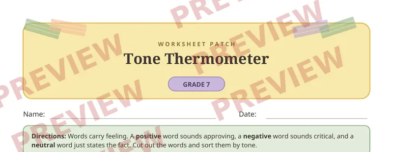 Partial preview of Tone Word Choice Cut and Paste