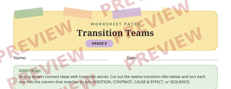 Partial preview of Transitions Cut and Paste