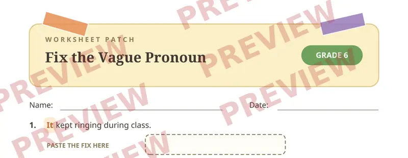 Partial preview of Vague Pronouns Cut and Paste