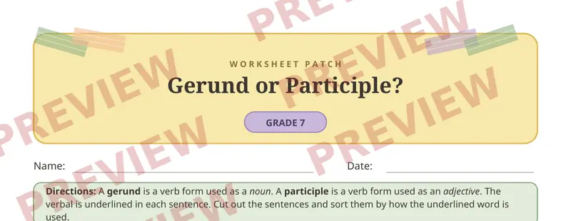Partial preview of Verbals GP Cut and Paste