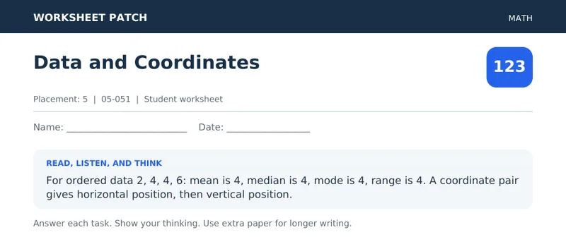 Page 1 preview of Data and Coordinates
