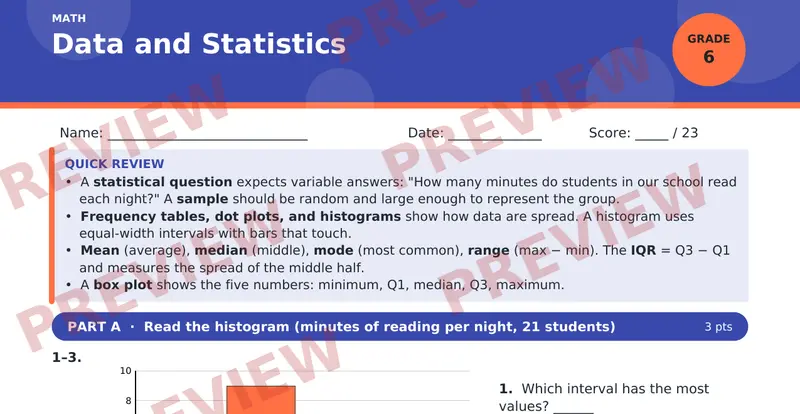 Page 1 preview of Data and Statistics