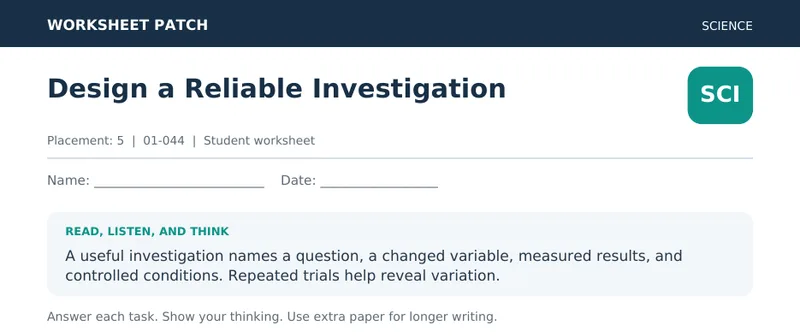 Page 1 preview of Design a Reliable Investigation