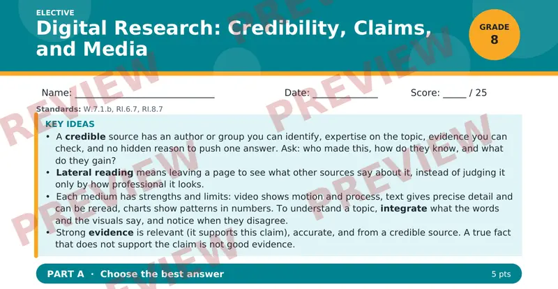 Page 1 preview of Digital Research: Credibility, Claims, and Media