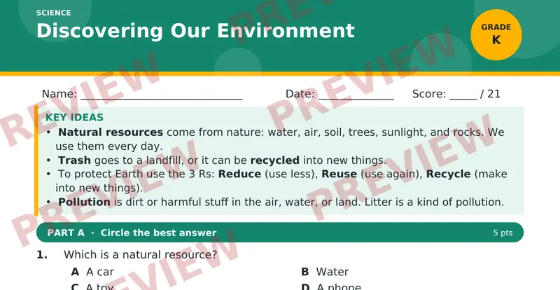 Page 1 preview of Discovering Our Environment