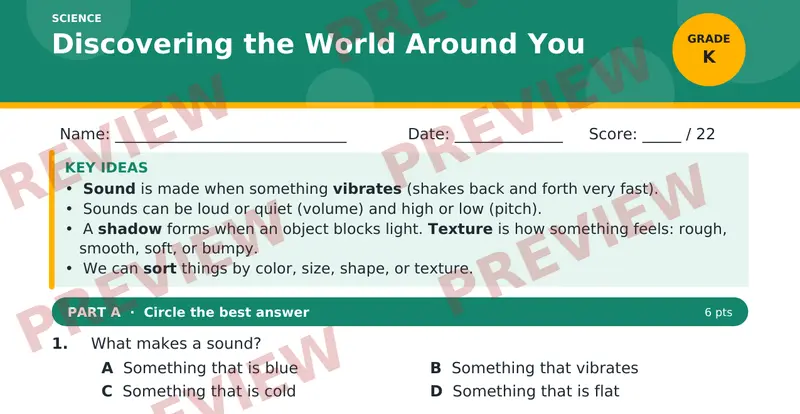 Page 1 preview of Discovering the World Around You