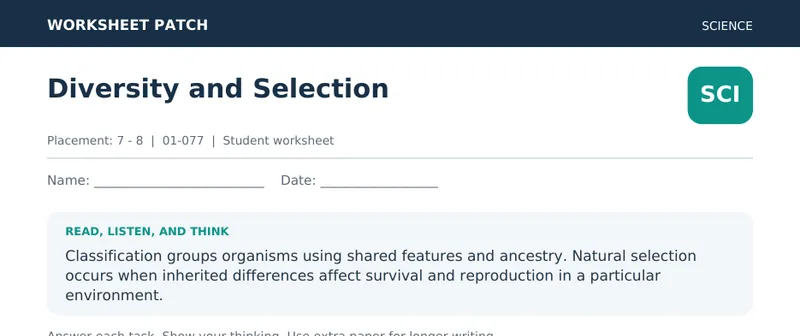 Page 1 preview of Diversity and Selection
