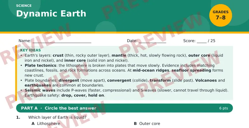 Page 1 preview of Dynamic Earth