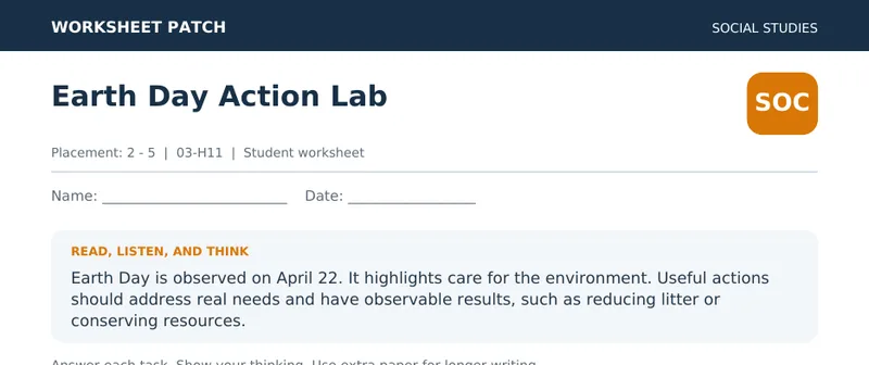 Page 1 preview of Earth Day Action Lab