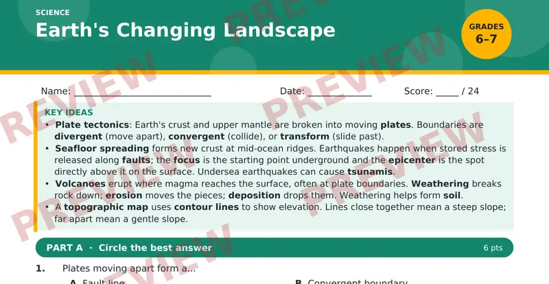 Page 1 preview of Earth's Changing Landscape