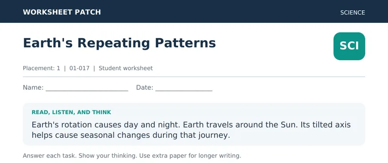 Page 1 preview of Earth's Repeating Patterns