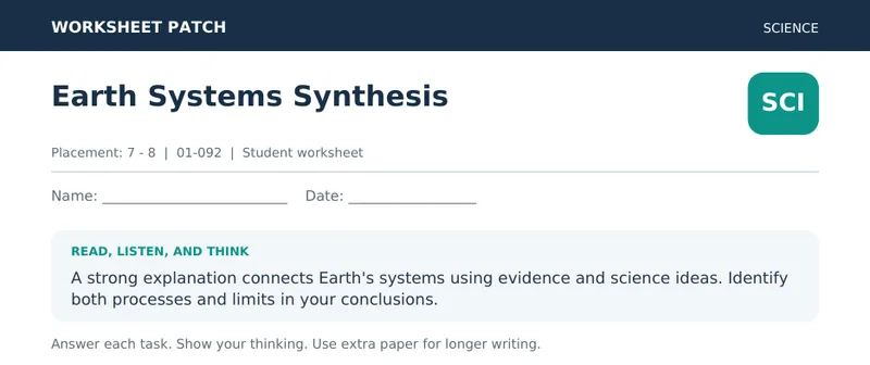 Page 1 preview of Earth Systems Synthesis
