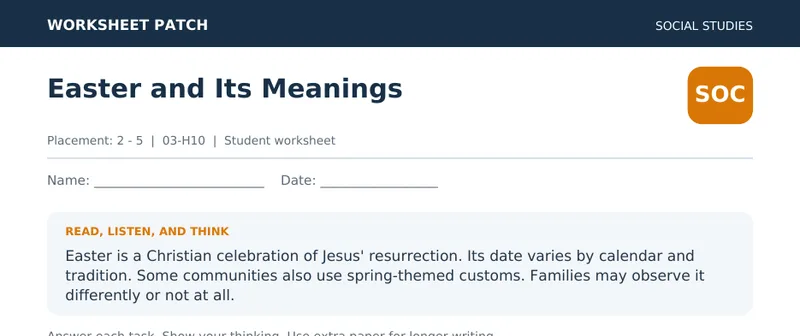 Page 1 preview of Easter and Its Meanings