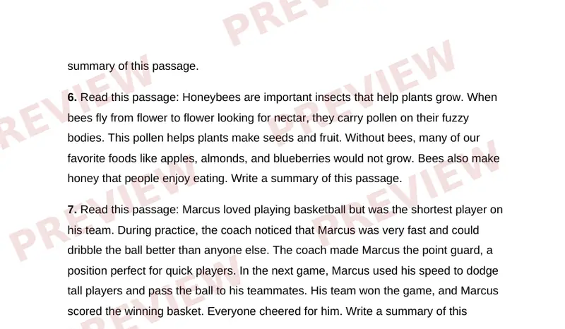 Page 2 partial preview of Summarizing Fiction and Nonfiction