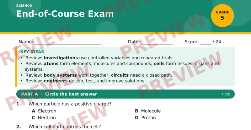 Page 1 preview of End-of-Course Exam