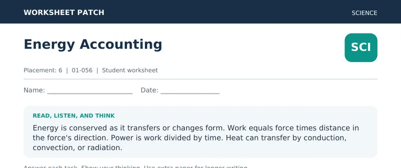 Page 1 preview of Energy Accounting