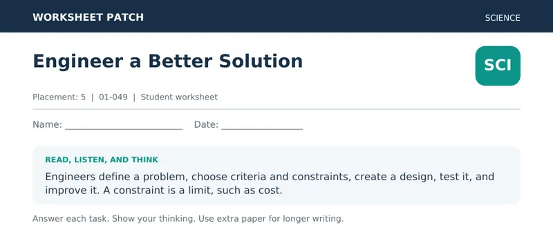 Page 1 preview of Engineer a Better Solution