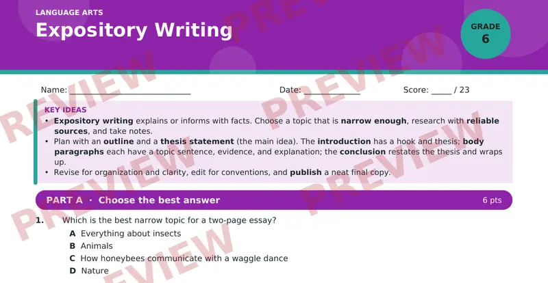 Page 1 preview of Expository Writing