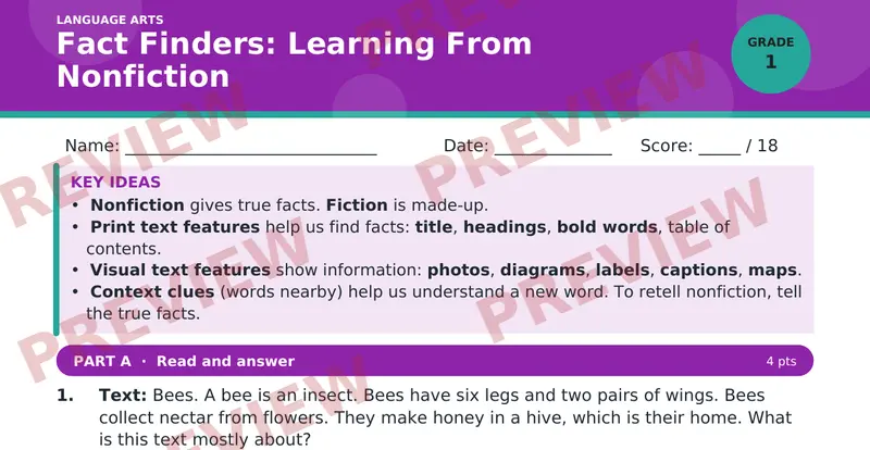 Page 1 preview of Fact Finders: Learning From Nonfiction
