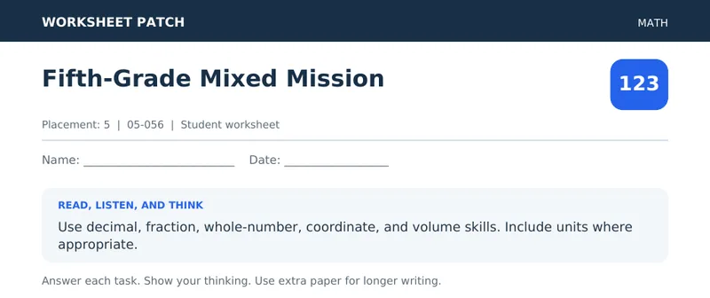 Page 1 preview of Fifth-Grade Mixed Mission