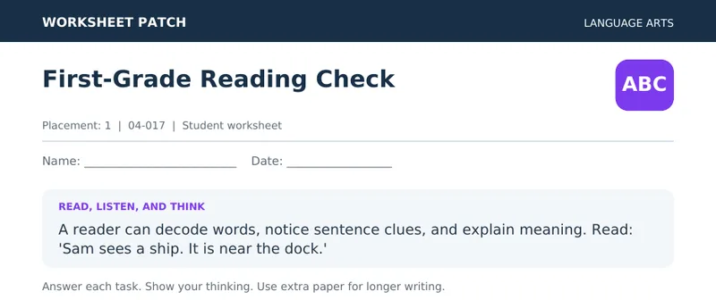 Page 1 preview of First-Grade Reading Check