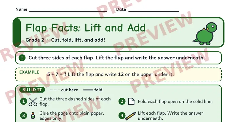 Page 1 preview of Flap Dino's Interactive Worksheets