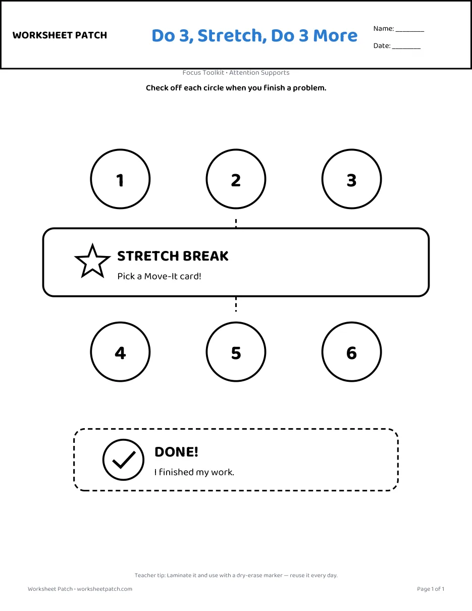 Preview of the Do 3, Stretch, Do 3 More printable