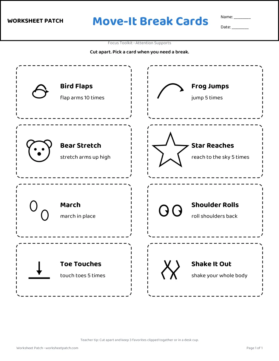 Preview of the Move-It Break Cards printable
