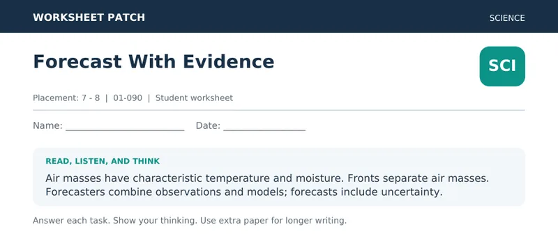 Page 1 preview of Forecast With Evidence