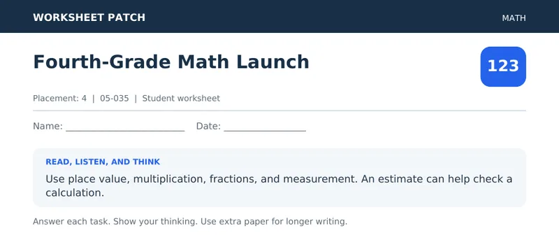 Page 1 preview of Fourth-Grade Math Launch