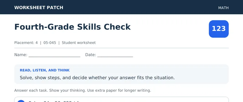 Page 1 preview of Fourth-Grade Skills Check