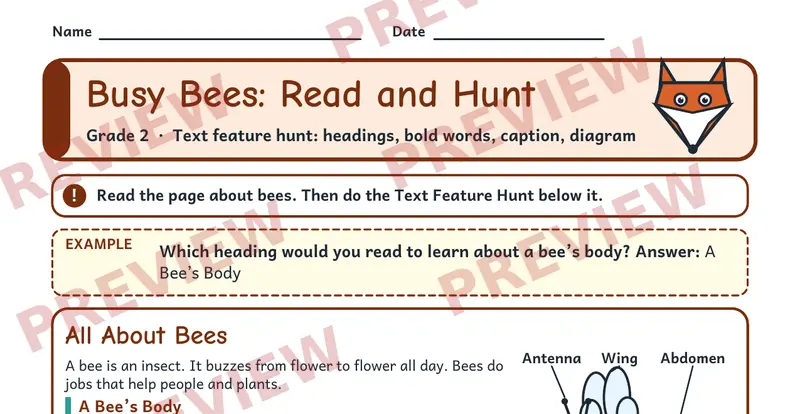 Page 1 preview of Fox Trail Reading Guides
