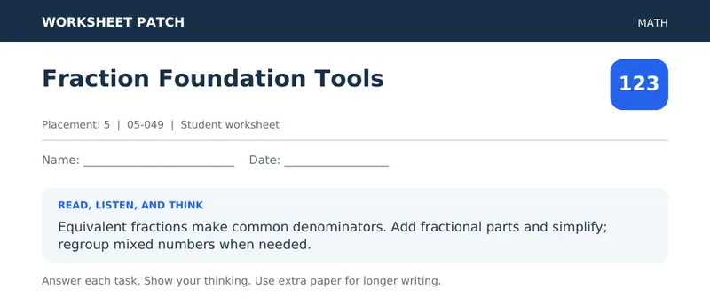 Page 1 preview of Fraction Foundation Tools