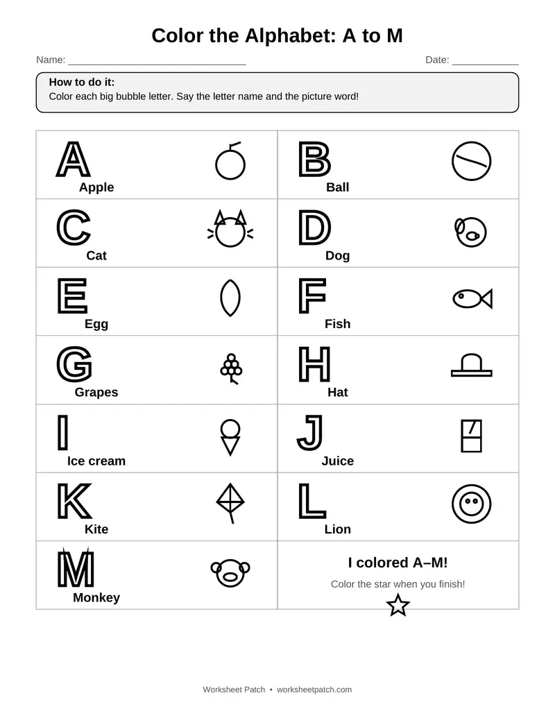 Page 1 preview of Color the Alphabet: A to M