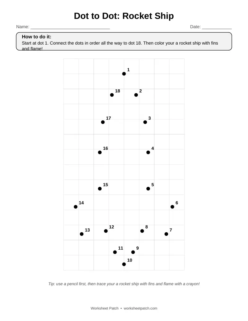 Page 1 preview of Dot to Dot: Rocket Ship