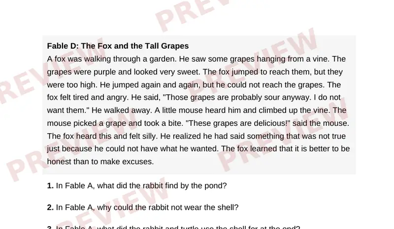 Page 2 partial preview of Fables and Their Lessons