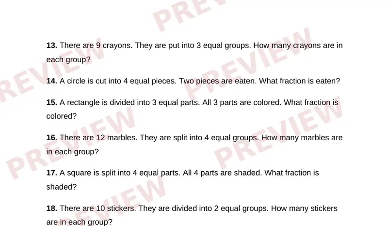 Page 2 partial preview of Halves, Thirds, and Fourths