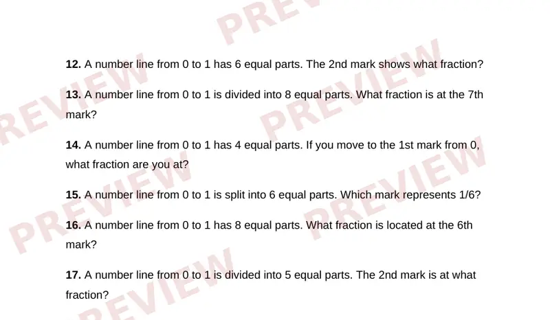 Page 2 partial preview of Fractions on the Number Line