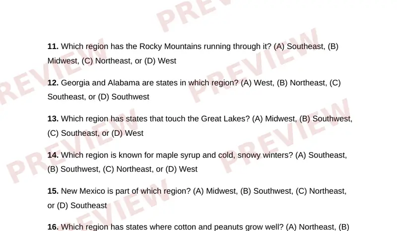 Page 2 partial preview of U.S. Regions