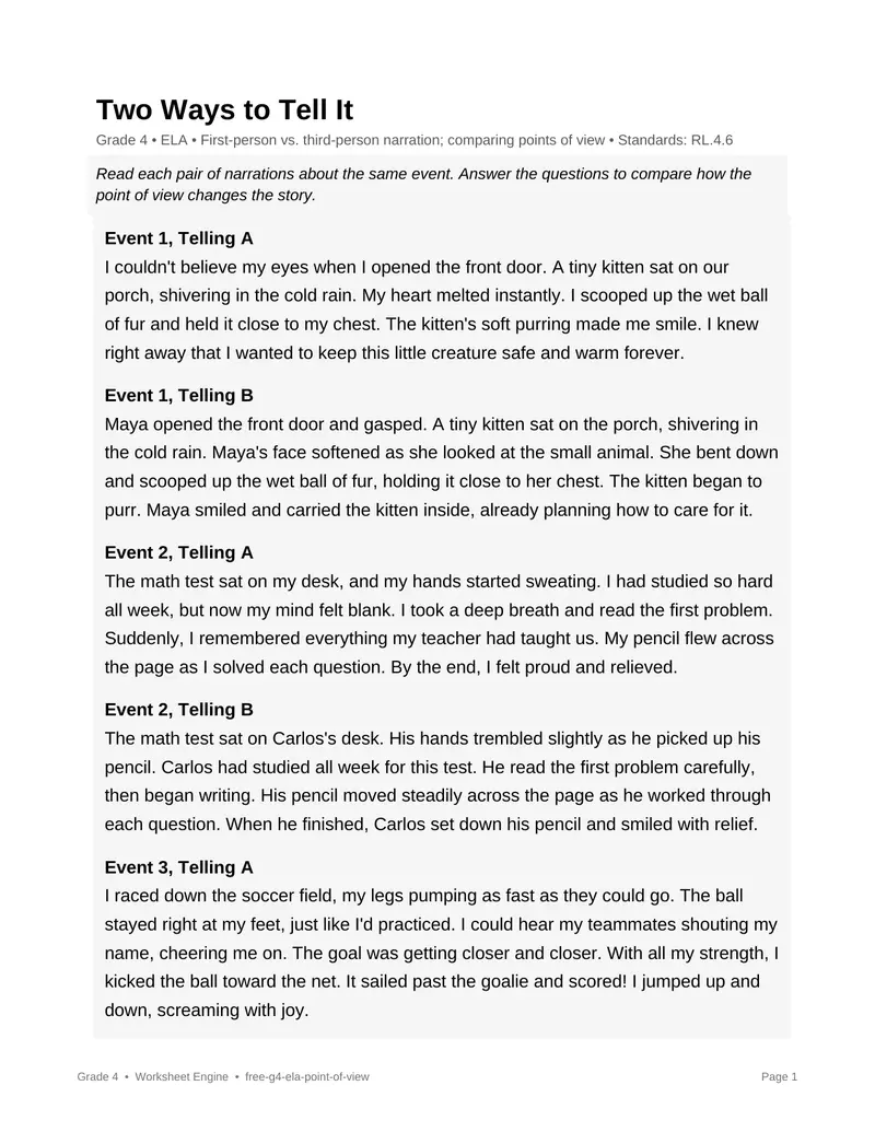 Page 1 preview of Two Ways to Tell It