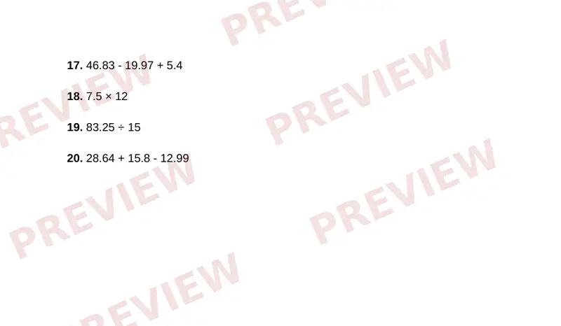 Page 2 partial preview of Decimal Operations