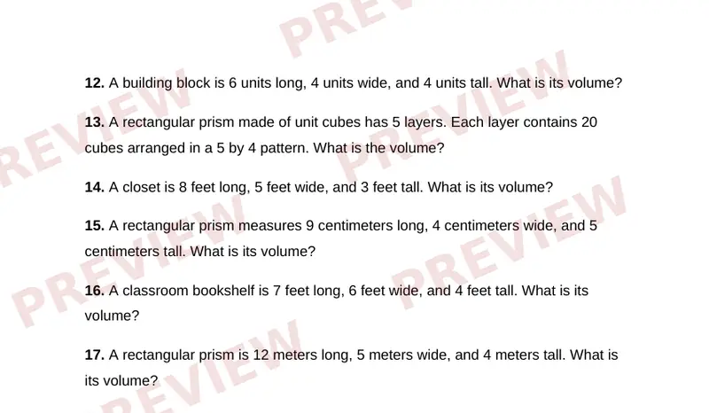 Page 2 partial preview of Volume of Rectangular Prisms