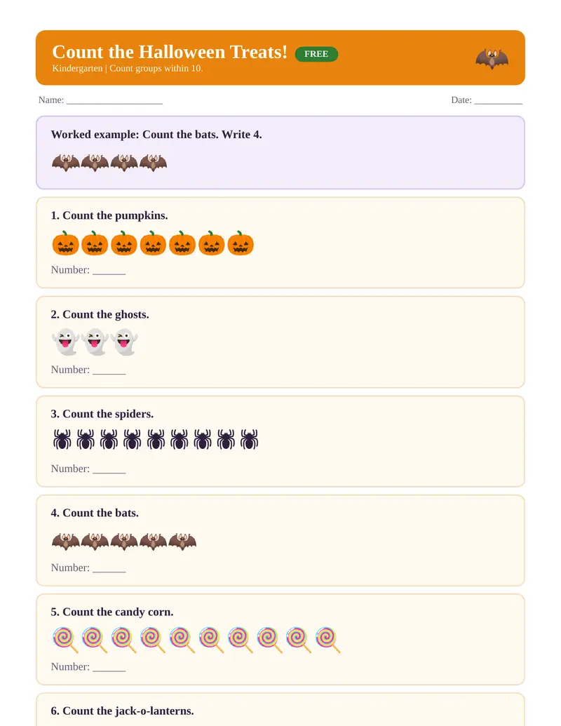 Page 1 preview of Halloween Counting Fun