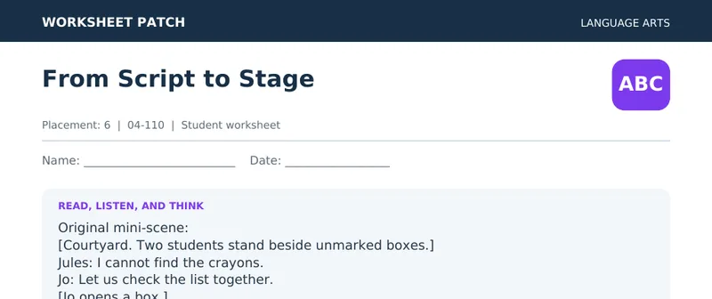 Page 1 preview of From Script to Stage — Grade 6
