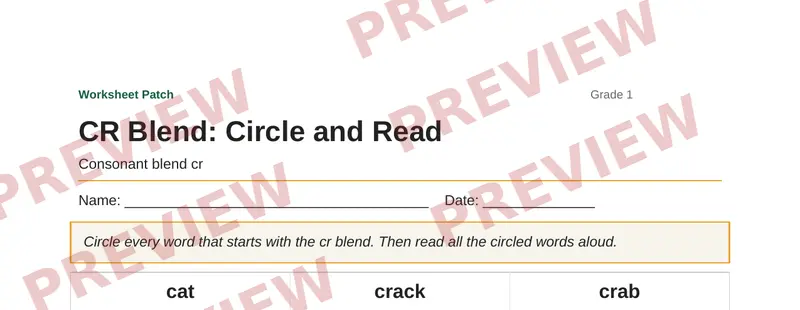 Partial preview of CR Blend: Circle and Read