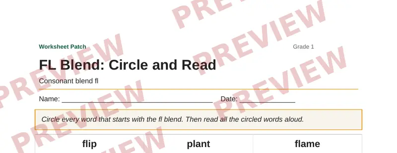 Partial preview of FL Blend: Circle and Read