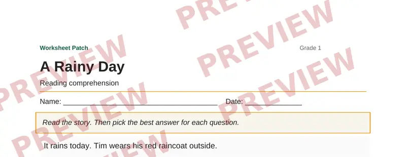 Partial preview of A Rainy Day